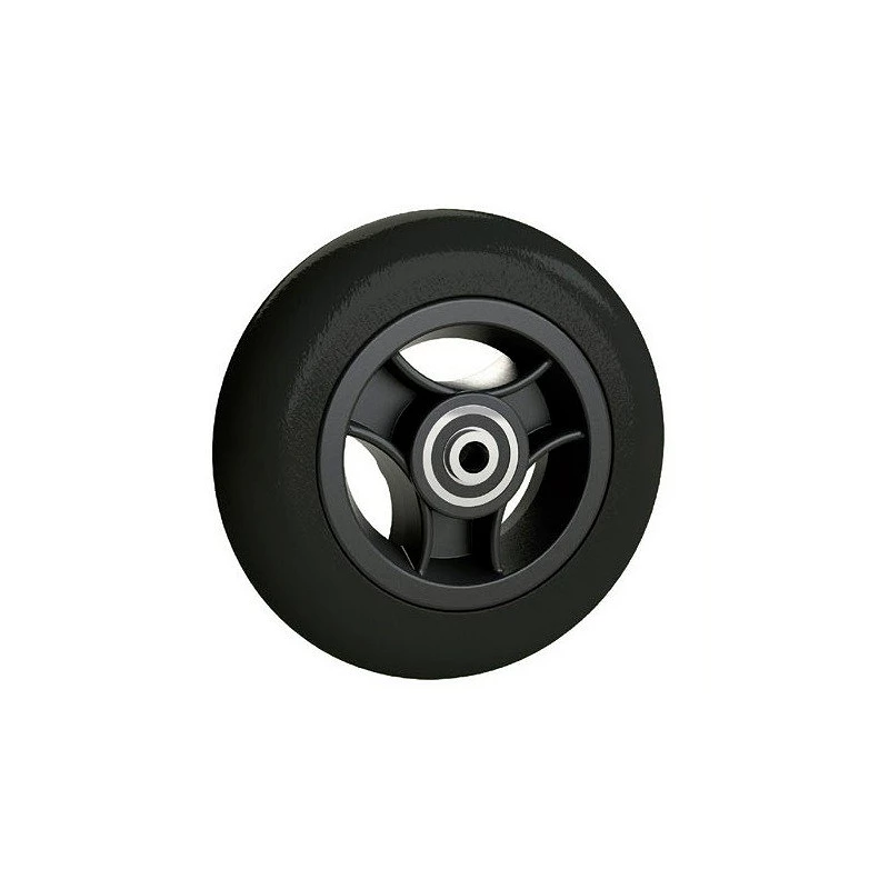 Plataforma redonda con ruedas, en polipropileno. dimensiones 400x400x h 40  mm, ensamble 400x400x h 125 mm. de color negro