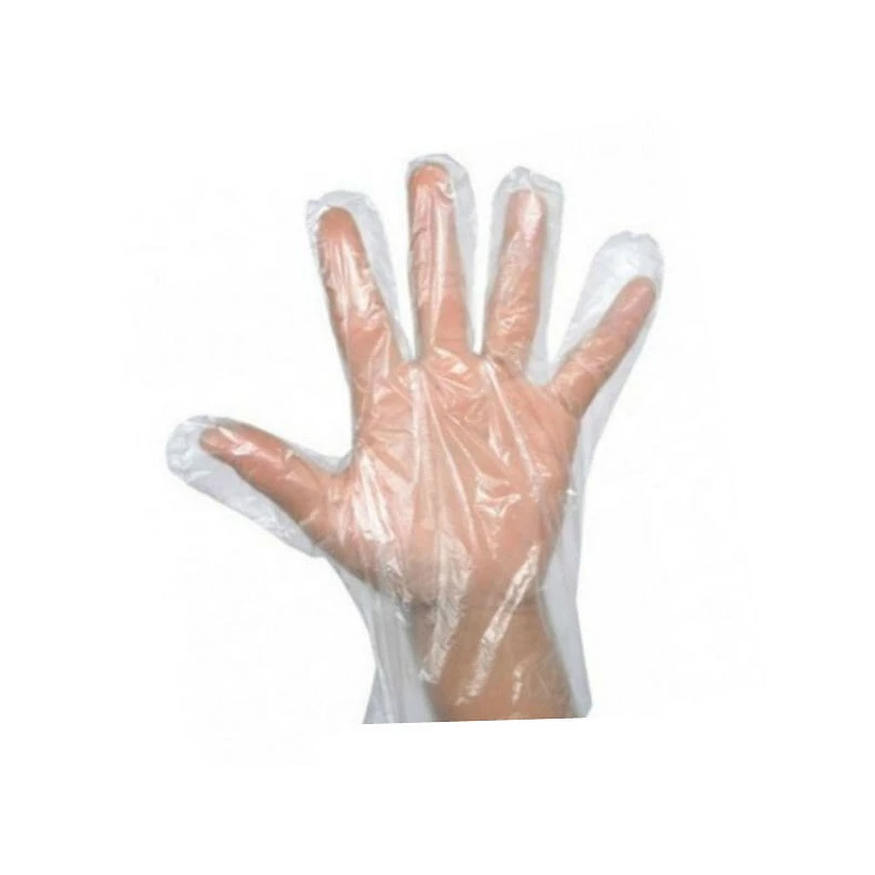 100 guantes de plástico desechables, sin látex, sin polvo, guantes de mano  de polietileno transparente, no estériles para limpieza, cocina (100