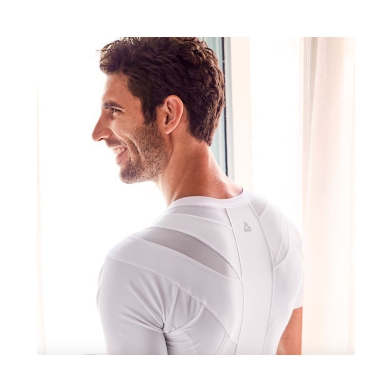 Camiseta postural Posture Shirt Core Zipper blanco con cremallera hombre